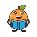 cute citrus fruit mascot holding a book