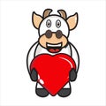 cute cow mascot holding love Royalty Free Stock Photo