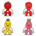 Mascot character collection of fruit illustrations