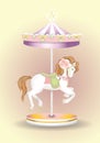 Carousel cute toy with a hourse illustration