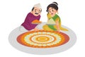 Vector graphic illustration of Indian Marathi Couple