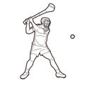 Irish Hurley sport. Hurling sport player action cartoon graphic vector. Royalty Free Stock Photo