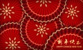 Red Chinese fan background. Happy lunar new year greeting banner. Royalty Free Stock Photo