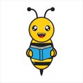 cute bee mascot reading book Royalty Free Stock Photo