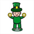 saint patrick cute character with coin vector