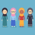Stock Vector Muslim Women Set