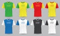 Realistic vector T-Shirt sport front view collection set with text on grey background