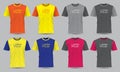 Realistic vector T-Shirt sport front view mockup collection set with text on grey background