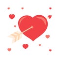 Cute archery arrow with heart, Valentines Day Element