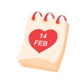 Simple Valentine day calendar with love or heart and date