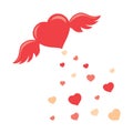 Cute flying heart wth wings, Valentines Day Element vector illustration