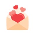 Cute Gift envelope present with flying hearts. Valentines day vector illustration
