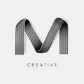 White. Design letter M with folded paper shape. Letter logo with paper Stroke. Royalty Free Stock Photo