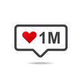 One million likes social media notification icon