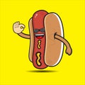 a cute bespectacled mascot hotdog