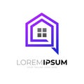 House and chat logo with line design vector  simple icons Royalty Free Stock Photo