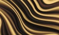 Realistic gold silk satin wrinkled fabric wave luxury background vector Royalty Free Stock Photo