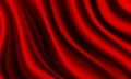 Realistic deep red silk satin wrinkled fabric wave luxury background vector Royalty Free Stock Photo