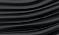 Realistic black silk satin wrinkled fabric wave luxury background vector Royalty Free Stock Photo