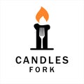 Dinner Logo Candle and Fork Symbol Candlelight dinner concept, Restaurant logo Cafe Logo