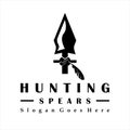 Vintage Rustic Hipster Arrowhead Spear Hunting Logo Design, Retro Rustic Arrowhead