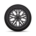 Realistic vector black alloy car wheel tire style sport on white background Royalty Free Stock Photo