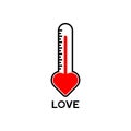 Love thermometer in paper cut style. Love day full test valentine background card progress. Royalty Free Stock Photo