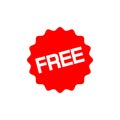 Free label. Red badge sticker design. Vector illustration. EPS10 Royalty Free Stock Photo