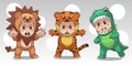 Kids Animal Costume Bundle Lion Dino and Tiger