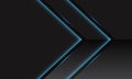 Abstract blue light line neon glossy metallic arrow direction on dark grey with blank space design modern futuristic technology ba Royalty Free Stock Photo