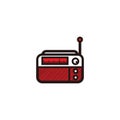 Red classic square radio style - red and black vintage square radio tuner