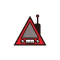 Red and black classic triangle portable radio - red and black vintage triangle portable radio tuner Royalty Free Stock Photo