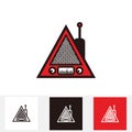 Red and black classic triangle portable radio - silhouette vintage triangle portable radio Royalty Free Stock Photo