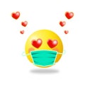 Emoji in love - yellow face in mask with expression in love.
