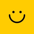 Smile icon. Face Smiling logo on yellow background. Vector illustration.