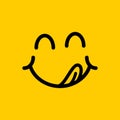 Smile icon. Face Smiling logo on yellow background. Vector illustration.