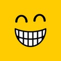 Smile icon. Face Smiling logo on yellow background.