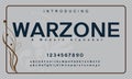 Warzone font. Elegant alphabet letters font and number. Royalty Free Stock Photo