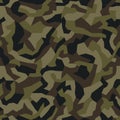 Geometric camo seamless pattern. Abstract military or hunting camouflage background. Brown, green color. Vector. Royalty Free Stock Photo