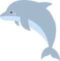 Cute cartoon funny dolphin illustration for children`s book magazine Royalty Free Stock Photo