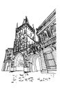 Vector sketch of The Powder Tower, Prague, Czech Republic. Royalty Free Stock Photo