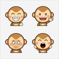 Four cute faced monkey icons Royalty Free Stock Photo