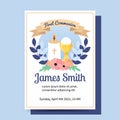 First communion baptism for boy invitation template Royalty Free Stock Photo