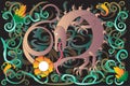 Swirl Decorative Dragon Ornament Background