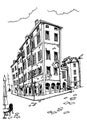 Vector sketch of architecture of Rovinj, Croatia. Royalty Free Stock Photo