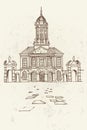 PrintVector sketch of Dublin castle. Ireland.