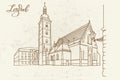 Vector sketch of Church of St.Mark in Zagreb, Croatia Royalty Free Stock Photo