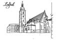 Vector sketch of Church of St.Mark in Zagreb, Croatia Royalty Free Stock Photo