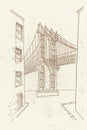 Printvector sketch of Brooklyn bridge in New York