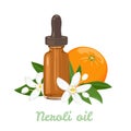 Neroli essential oil in amber glass dropper bottle isolated Royalty Free Stock Photo